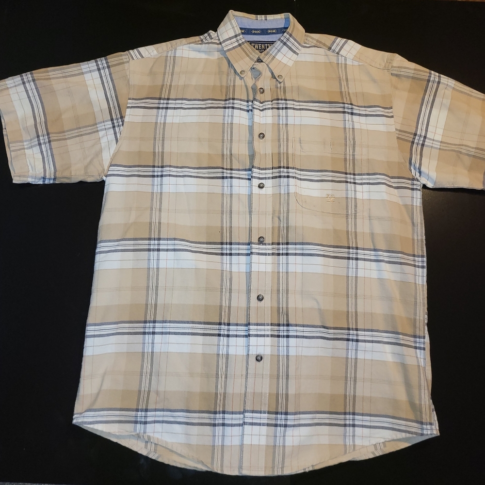 Wrangler TwentyX Western Brown Large Short Sleeve Shirt